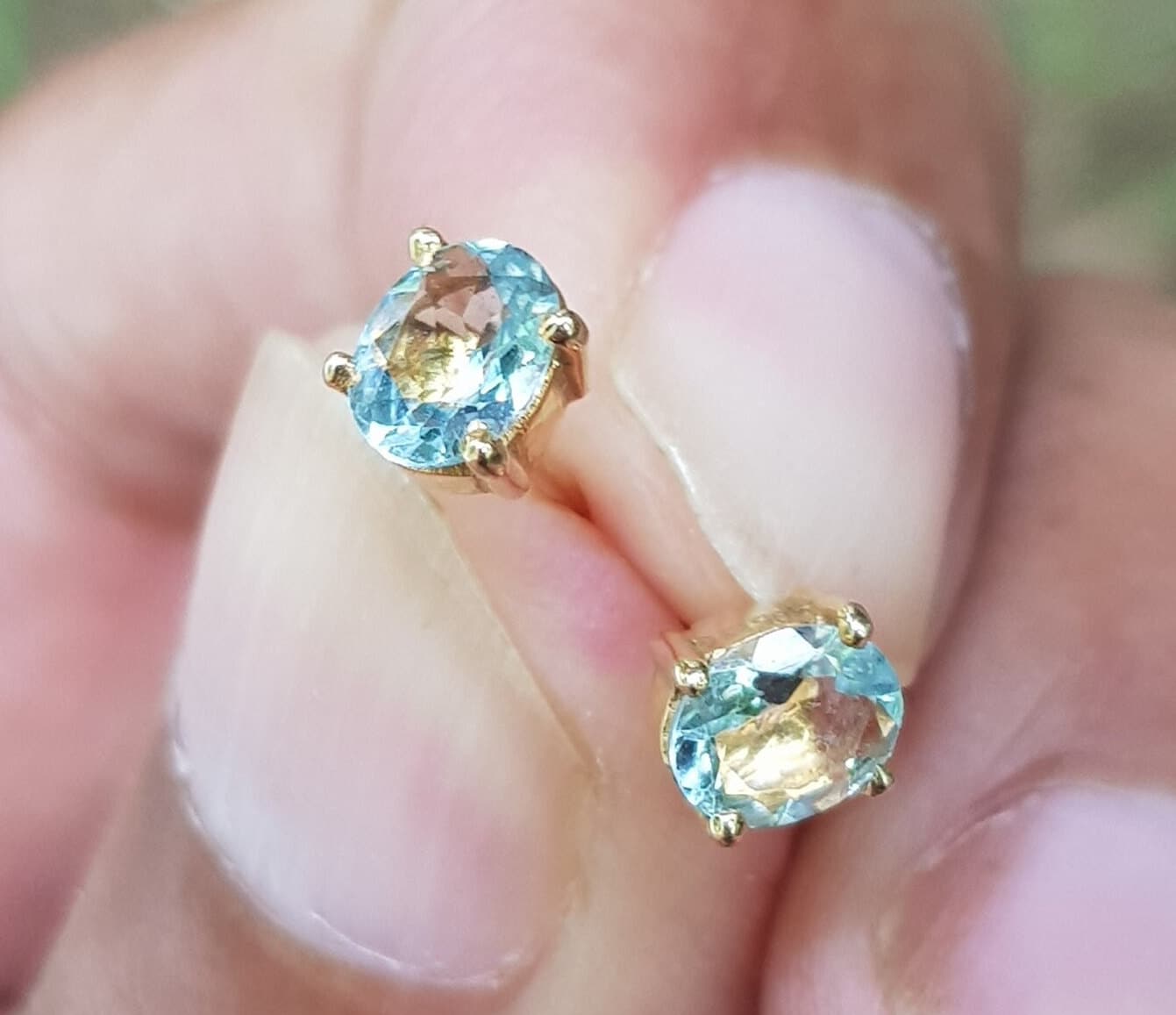 Ohrstecker/Natürliche Aquamarin in 14K Gold Oval Facett Schliff Ohrring Schmuck Geschenk Hochzeit Cocktail Charm Feiner Schmuck Ohrstecker/Natürliche Aquamarin in 14K Gold Oval Facett Schliff Ohrring Schmuck Geschenk Hochzeit Cocktail Charm Feiner Schmuck von ShalimarIndia