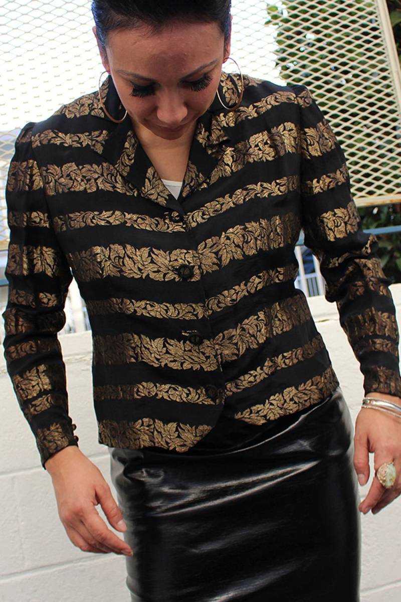 Nobler Holiday Vintage 80S Metallic Button Blazer // Tages Oder Nachtjacke Power Top Bronze Gold Und Schwarz Gr von ShalimarVintage