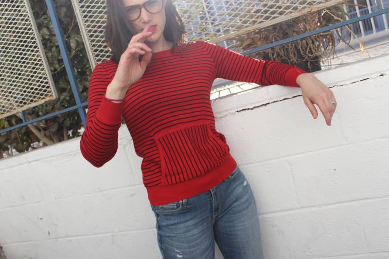 Vintage 80Er 90Er Jahre Rot & Schwarz Gestreifter Pullover // Grunge Bücherwurm Fronttasche Warmer Outlander Strickpullover Gr von ShalimarVintage