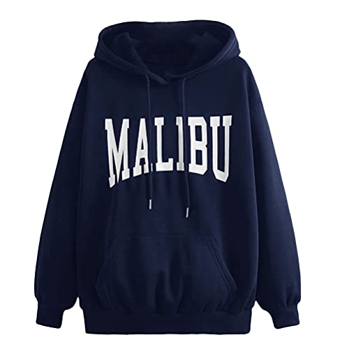 ShallGood Hoodies Damen Pullover Kapuzenpullover New York Brief Print Sweatshirt Oversized Hip Hop Pullover Tops Longsleeve Tops Kapuzenpulli Casual Z2 Marine 36 von ShallGood