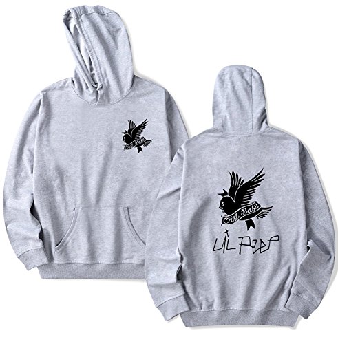 ShallGood Unisex Damen Herren R.I.P Lil Peep Cry Baby Rapper Hip Hop Frühling Sweatshirts Kapuzenpullover Harajuku Casual Lässige Hoodie Print Kleidung Grau DE 40 von ShallGood