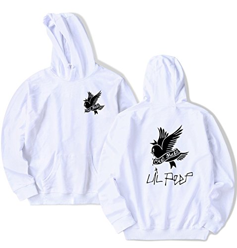 ShallGood Unisex Damen Herren R.I.P Lil Peep Cry Baby Rapper Hip Hop Frühling Sweatshirts Kapuzenpullover Harajuku Casual Lässige Hoodie Print Kleidung Weiß DE 40 von ShallGood