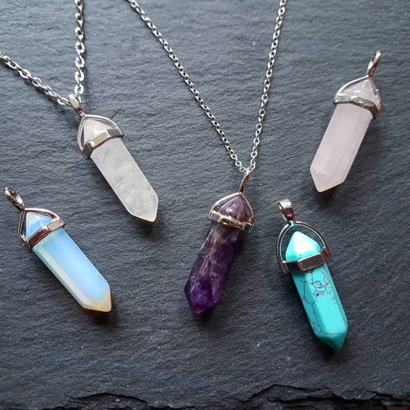 Kristall Halskette, Edelstein Türkis Amethyst Opalith Boho Heilkristall Geschenke Für Sie Kristall Halskette, Edelstein Türkis Amethyst Opalith Boho Heilkristall Geschenke Für Sie von ShallowBayJewellery