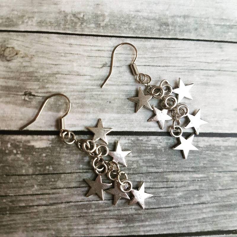 Silber Sternhaufen Ohrringe - Dangly Stars Schmuck Silber Sternhaufen Ohrringe - Dangly Stars Schmuck von ShallowBayJewellery