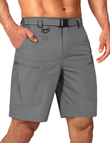 Shallowlulu Herren-Cargo-Wandershorts, wasserabweisend, schnell trocknend, leicht, atmungsaktiv, taktische Shorts mit Nylon-Gürtel, GRAU, 36W x 8L Shallowlulu Herren-Cargo-Wandershorts, wasserabweisend, schnell trocknend, leicht, atmungsaktiv, taktische Shorts mit Nylon-Gürtel, GRAU, 36W x 8L von Shallowlulu