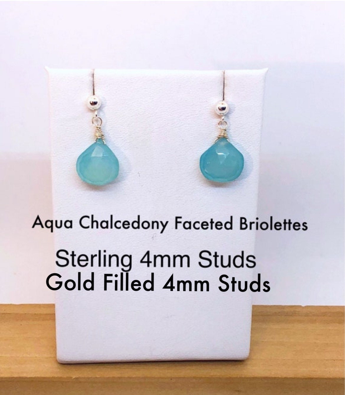 Aqua Chalcedon Sterling Oder Gold Ohrstecker Baumeln Ohrring, Facettierte Brautjungfer Kristall Lassen, Bolzen von ShalomJewelry