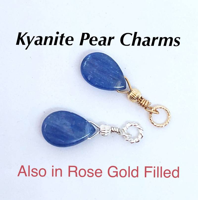 Austauschbare Kyanit Teardrop Ohrring Tropfen, Birne Blau Charm, Halskette Hoop Charm von ShalomJewelry