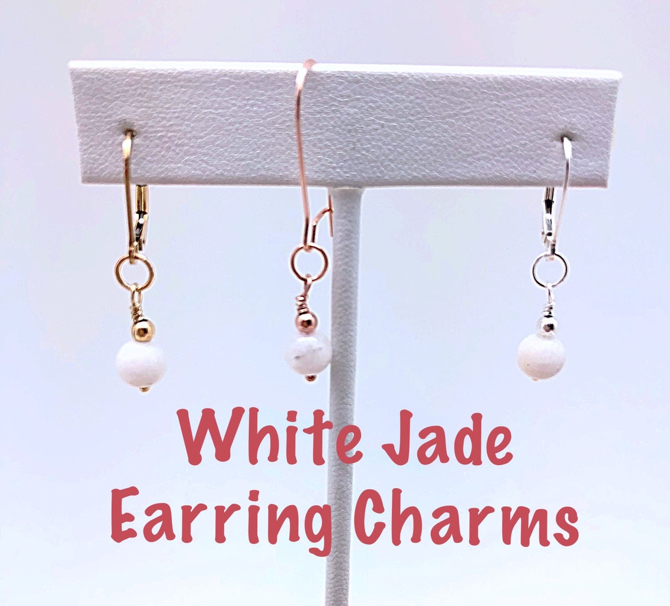 Austauschbare Weiße Jade Ohrring Charme, 6mm Perlen Anhänger, Einfache Baumeln Lassen, Halskette Tropfen von ShalomJewelry