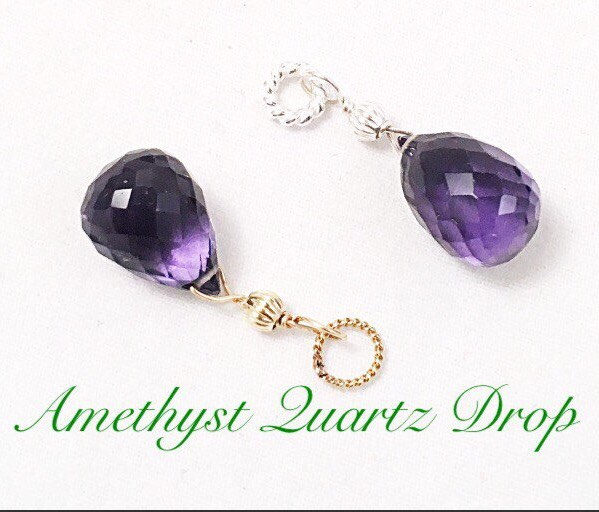 Austauschbarer Amethyst Quarz Ohrring Charm Oder Halskette Tropfen, Facettierter Hoop Charm, Veränderbarer Tropfen von ShalomJewelry