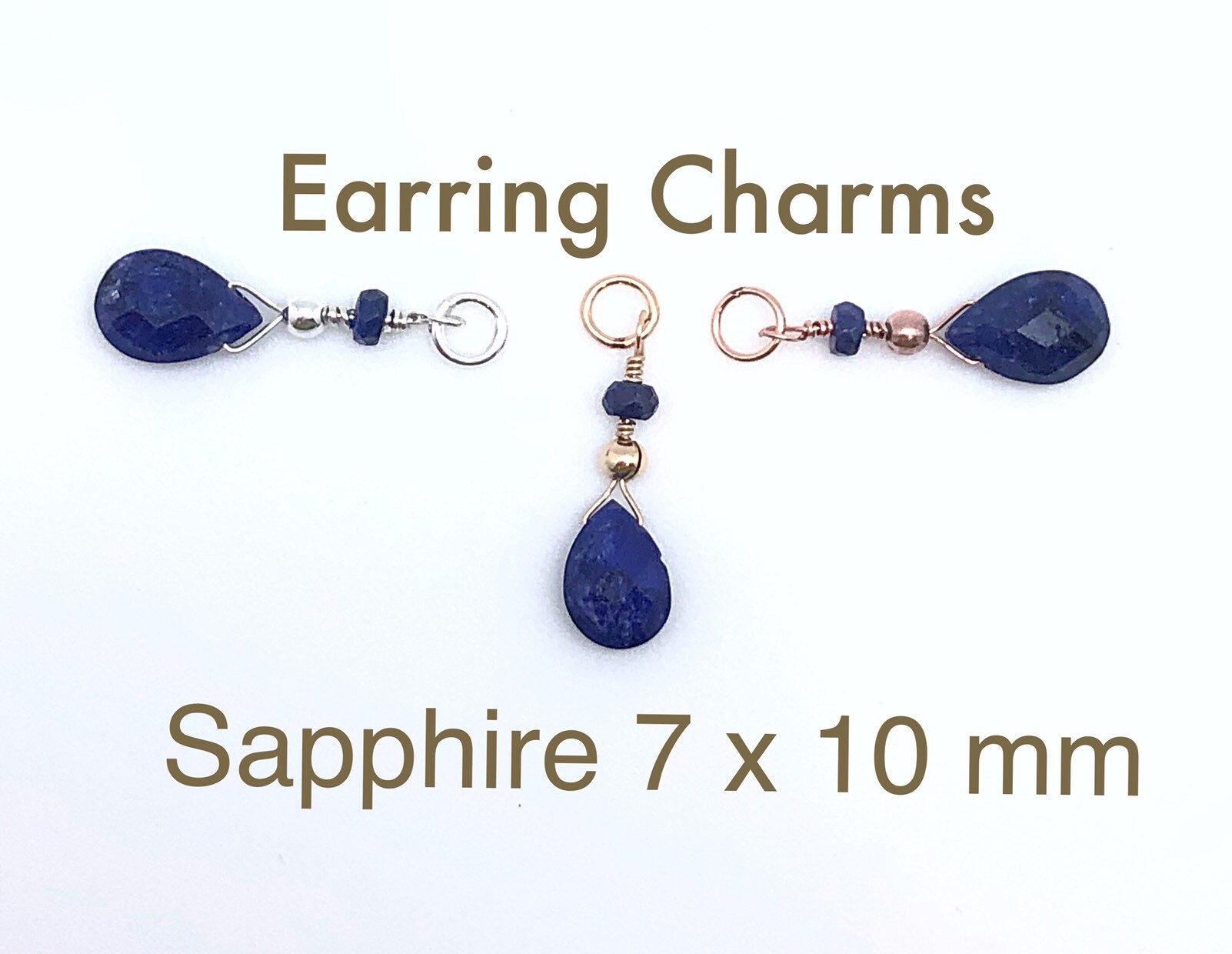 Austauschbarer Saphir Briolette Ohrring Oder Halsketten Charm, Blauer Halskette September Birthstone Charm von ShalomJewelry