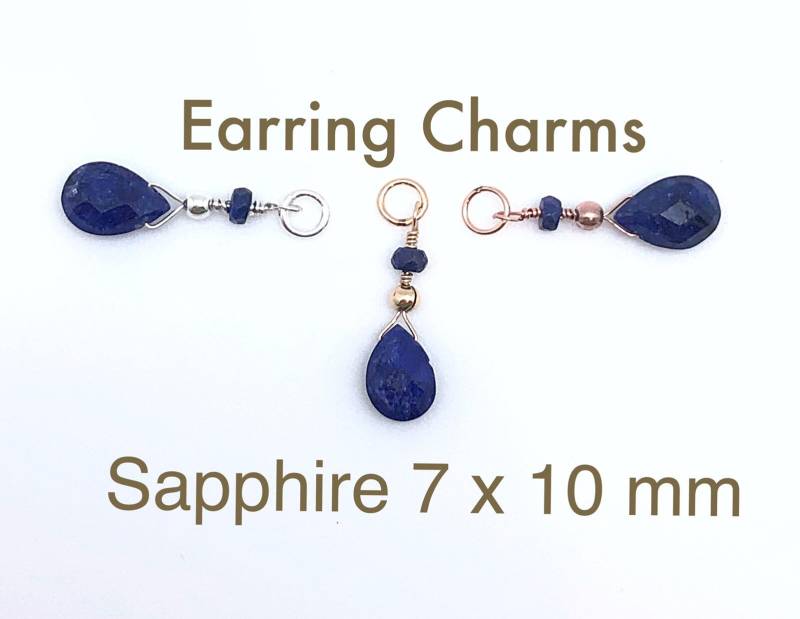 Austauschbarer Saphir Briolette Ohrring Oder Halsketten Charm, Blauer Halskette September Birthstone Charm von ShalomJewelry