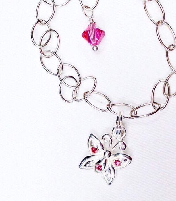 Baby To Teen Sterling Bettelarmband Mit Schmetterling, Schmetterling Und 1 Zoll Verlängerung, Des Kindes von ShalomJewelry