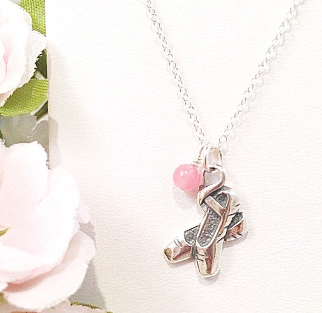 Ballettschuh Sterling Silber Halskette, Tanz Recital Geschenk, Schmuck, Tanzlehrer Ballettschuhe Halskette von ShalomJewelry