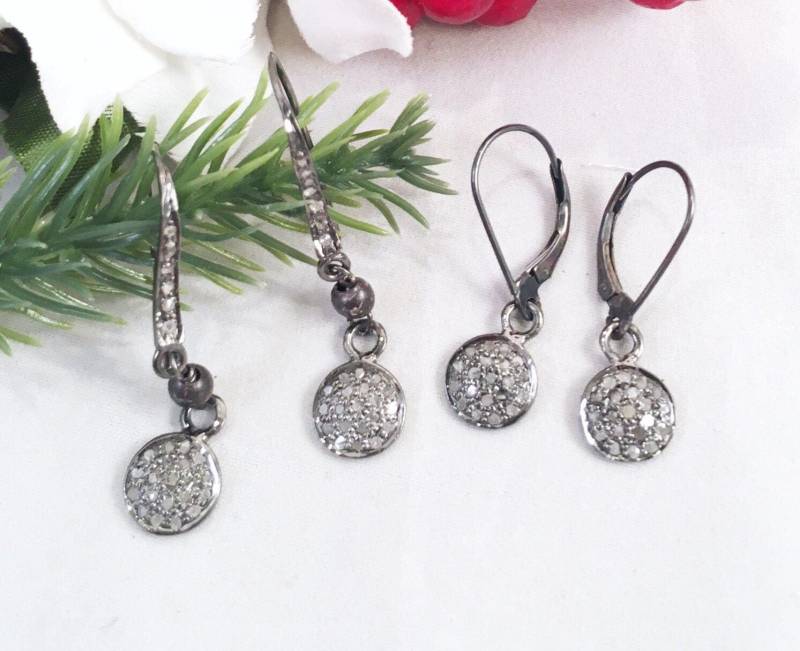 Diamant-Dot-Ohrring, Kleiner Diamant-Ohrring, Zierliche Diamant-Scheibenohrring, Echte Diamant-Scheibenohrring von ShalomJewelry