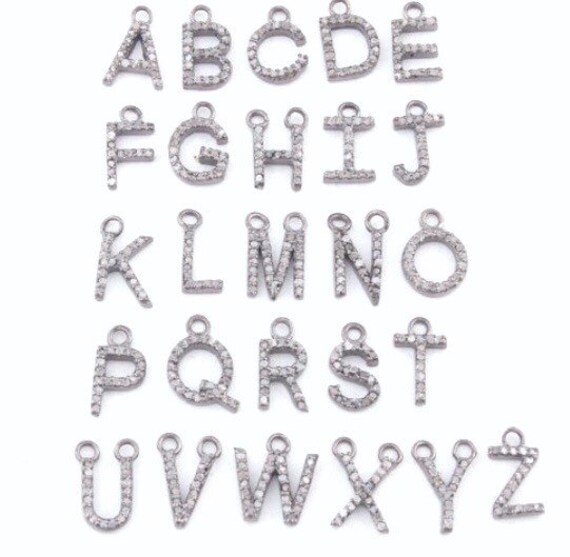 Diamant Großbuchstaben Sterling Anfangsbuchstaben, Alphabet Buchstaben, Anfangsanhänger, Pave Buchstabe von ShalomJewelry