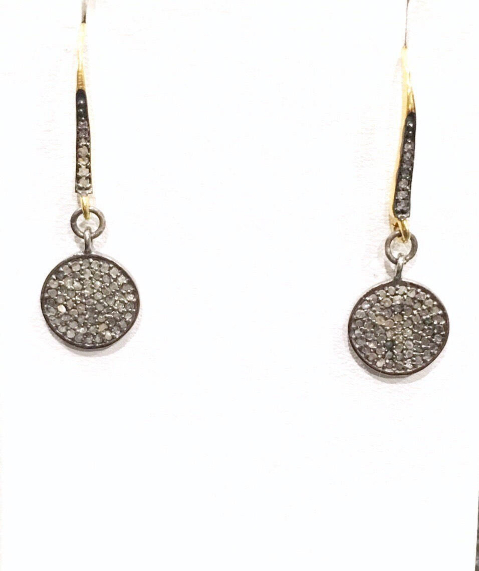 Diamant-Scheiben-Ohrringe, Pave-Diamant-Scheiben-Ohrringe, Runde Diamant-Ohrringe, Oxidierte Diamant-11mm-Scheiben-Ohrringe, Diamanten von ShalomJewelry