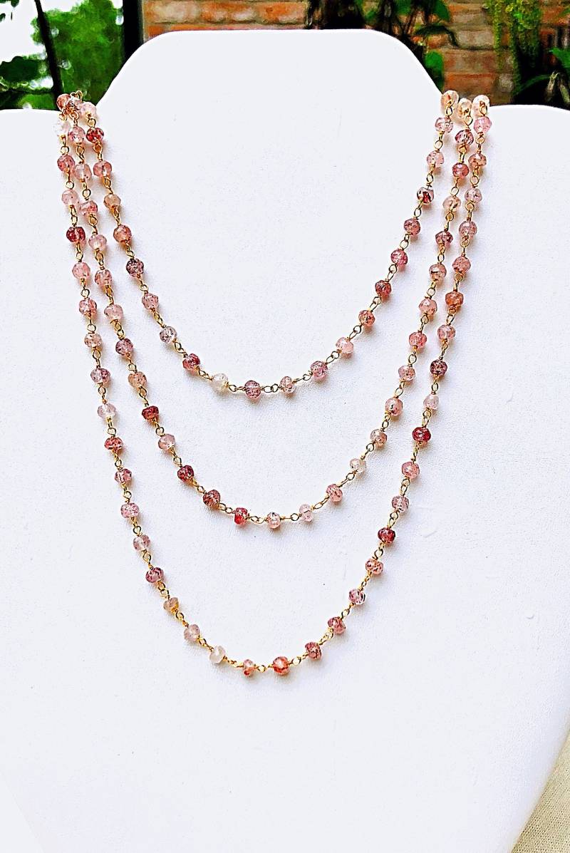 Erdbeerquarz Gold Hand Verdrahtet Halsketten Und Armbänder, Zierliche Kettenarmbänder, Fußkettchen von ShalomJewelry
