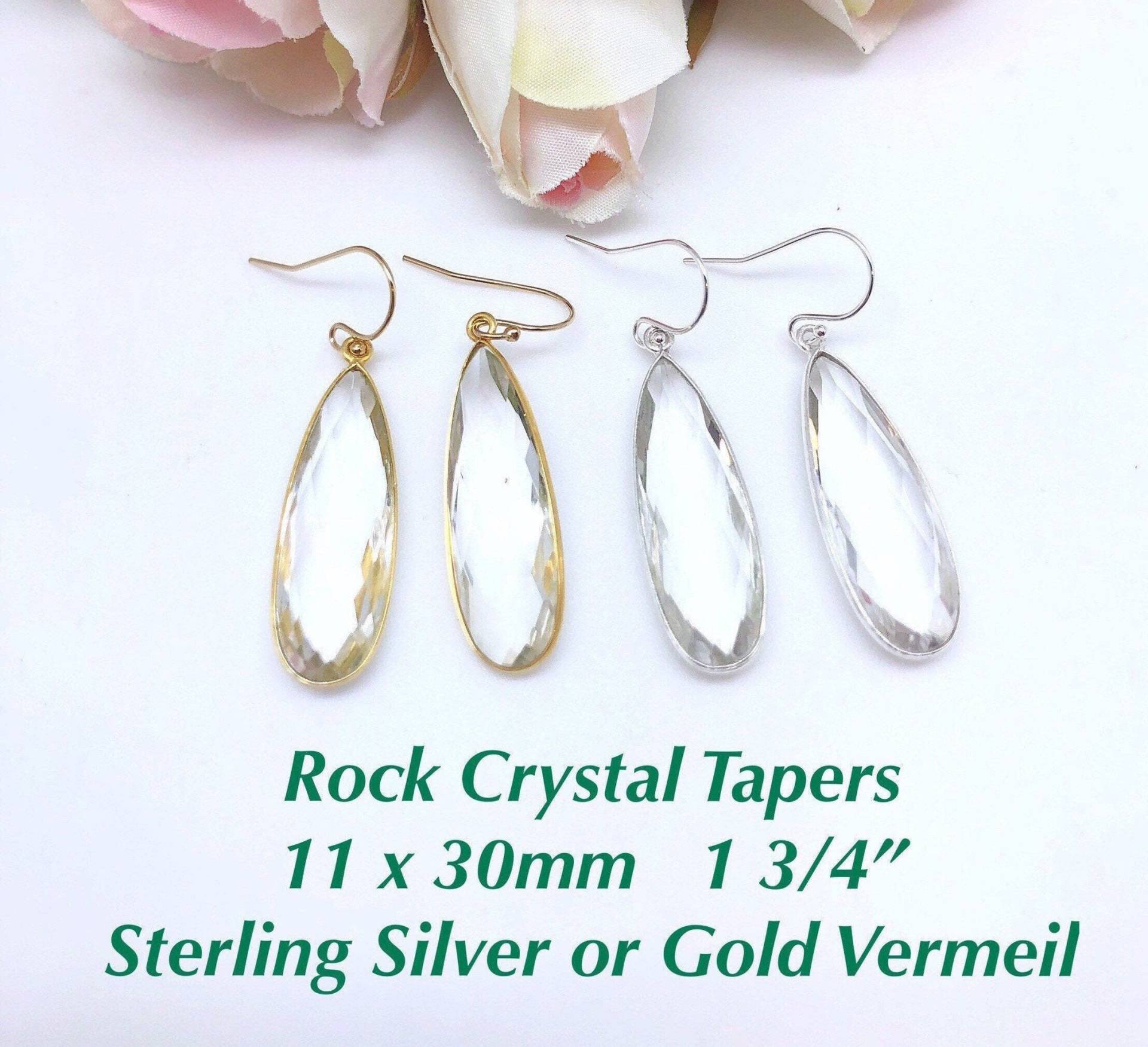 Facettierte Bergkristall 11x30 Kegel Ohrring Gold Oder Sterling, Facettierte Tropfen Ohrringe, Sterling Ohrhänger von ShalomJewelry