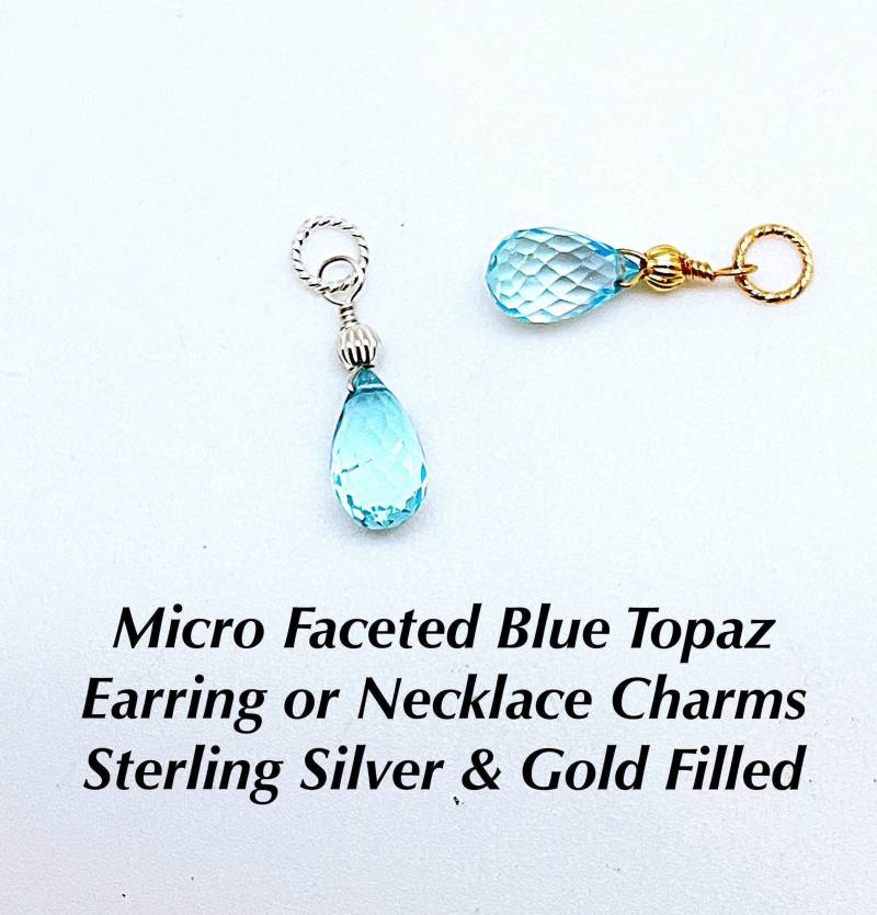 Facettierte Blauer Topas Ohrring Anhänger Halskette, Hoop Anhänger, Tropfen, 925 Silber von ShalomJewelry