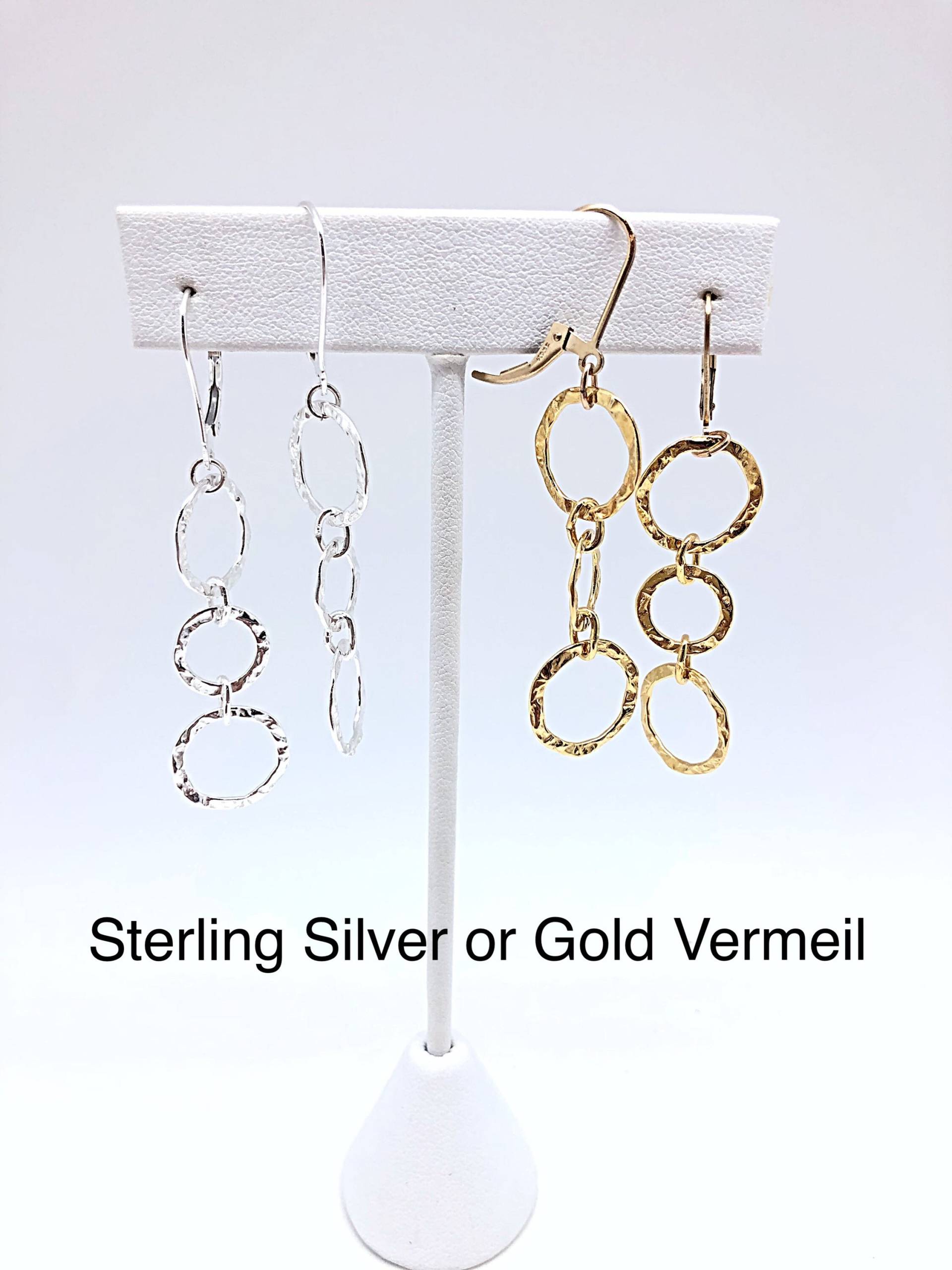 "Gehämmerte, Baumelnde "Schwester" Ring Ohrringe in Sterling Oder Vermeil Gold, Gold Ohrringe, Kreis Ketten Ohrhänger Baumeln Lassen." von ShalomJewelry