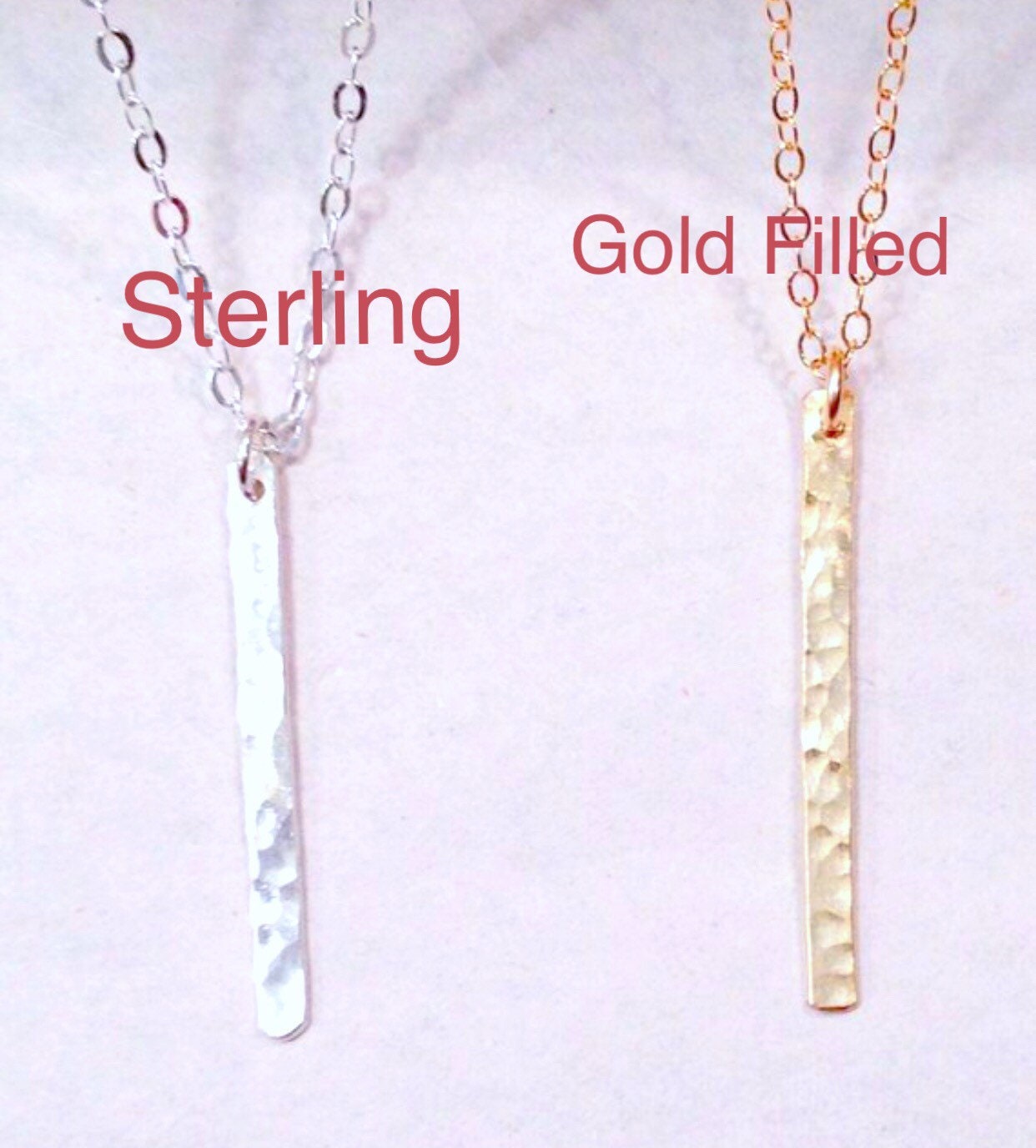 Gehämmerte Vertikale Freundschaftskette in Sterling Silber Oder Gold Fill, Freundschaftskette, Bar Halskette von ShalomJewelry