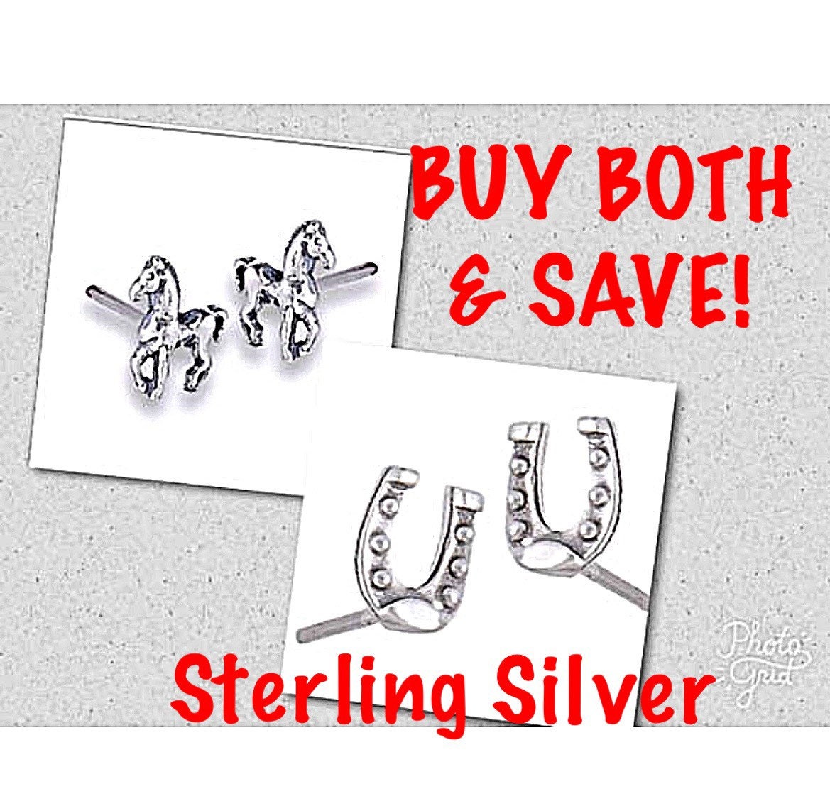 Hufeisen Ohrstecker Oder Pony Sterling Ohrstecker, Pferdeliebhaber Set Und von ShalomJewelry