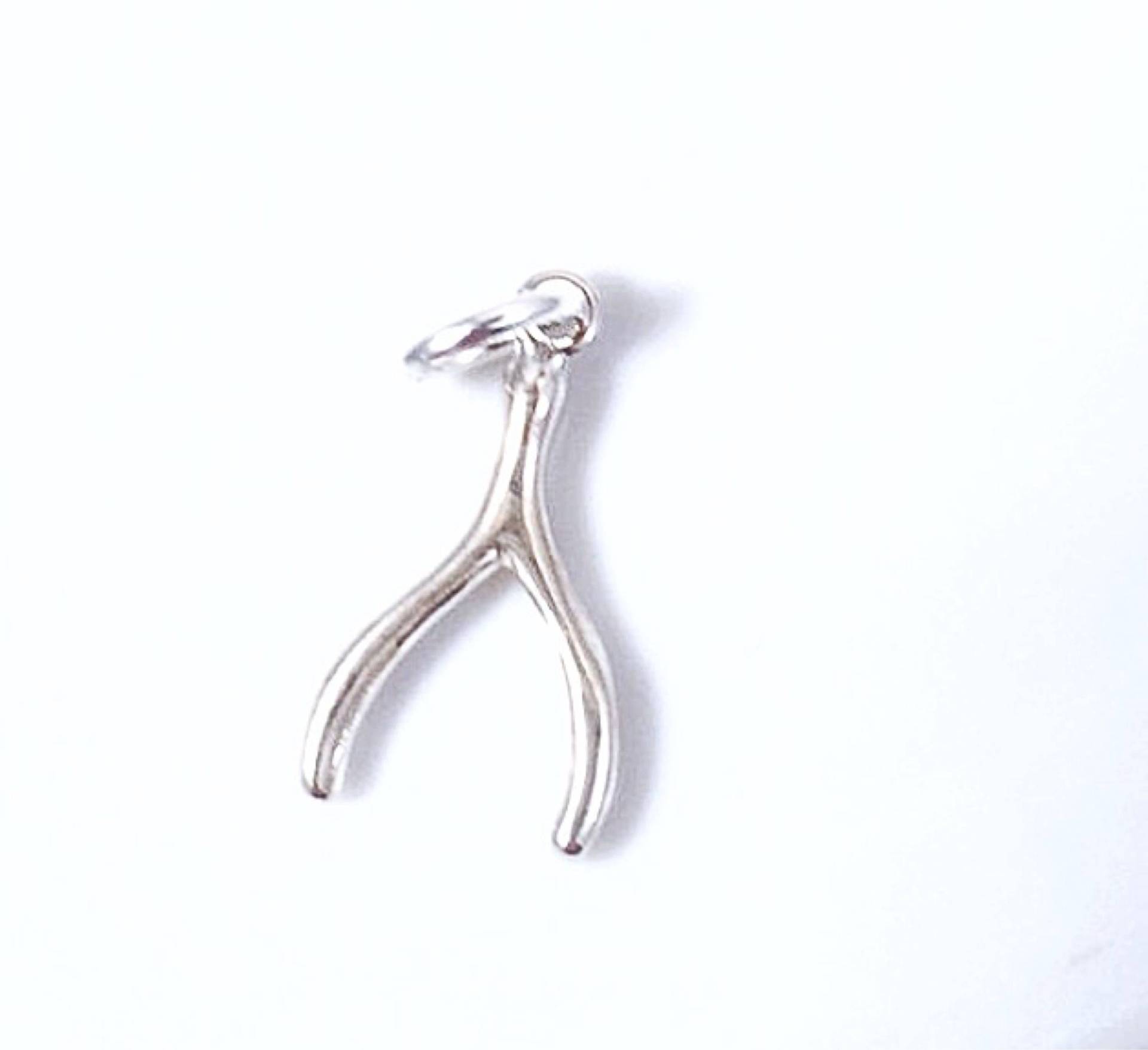 Kleine Silberne Wishbone Charms Für Ohrringe, Armband, Halskette, Lucky Halsketten Charm in Sterling, Kleine Sterling Hoop von ShalomJewelry
