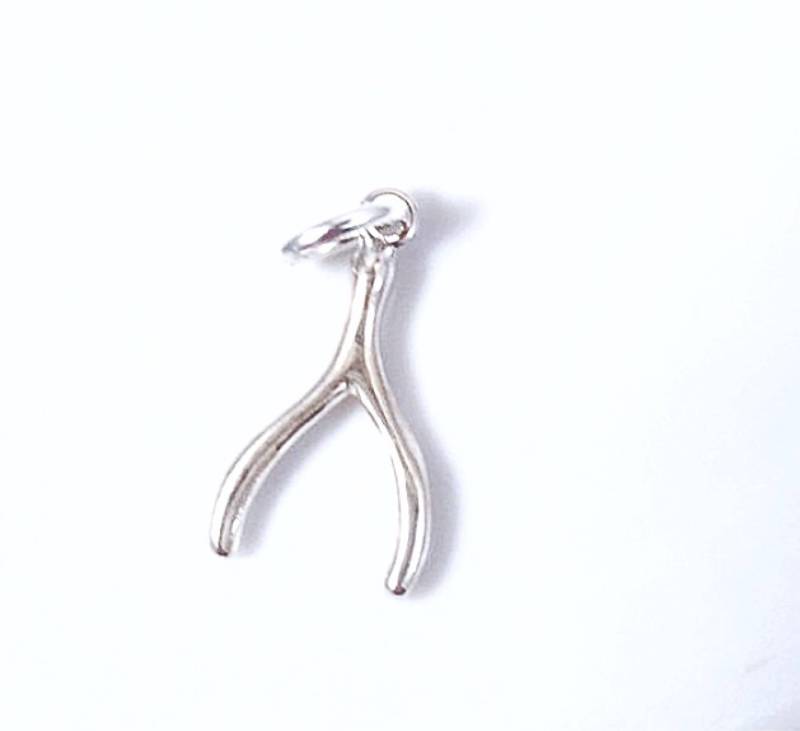 Kleine Silberne Wishbone Charms Für Ohrringe, Armband, Halskette, Lucky Halsketten Charm in Sterling, Kleine Sterling Hoop von ShalomJewelry
