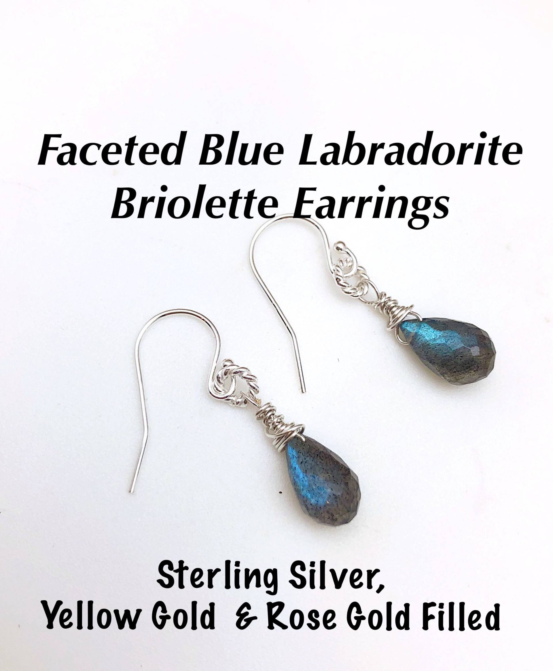 Labradorit Facettierte Briolette Ohrring, Brautjungfer Ohrringe, Ohrhänger, Einfache 3 Oberflächen von ShalomJewelry