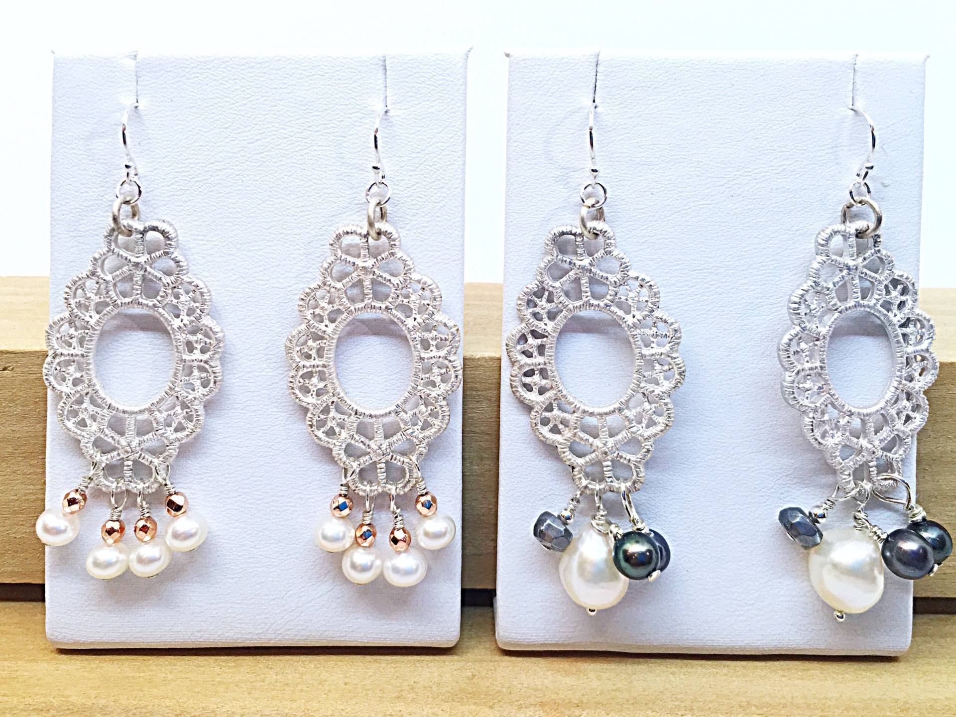 Lacey Pearl Ruby Ohrhänger in Gold Oder Silber, Tansanit Perlenohrringe, Rubin & von ShalomJewelry