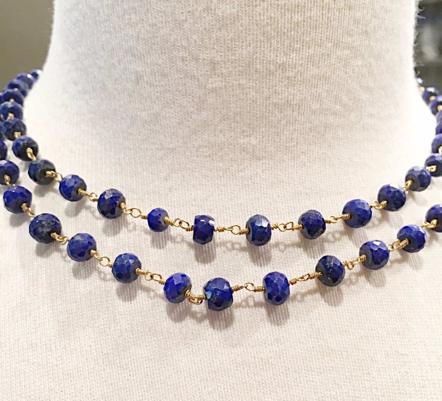 Lapis Hand Verdrahtet Halskette, Rosenkranz Kette, Qualität Layering Echte Kette Anklet von ShalomJewelry
