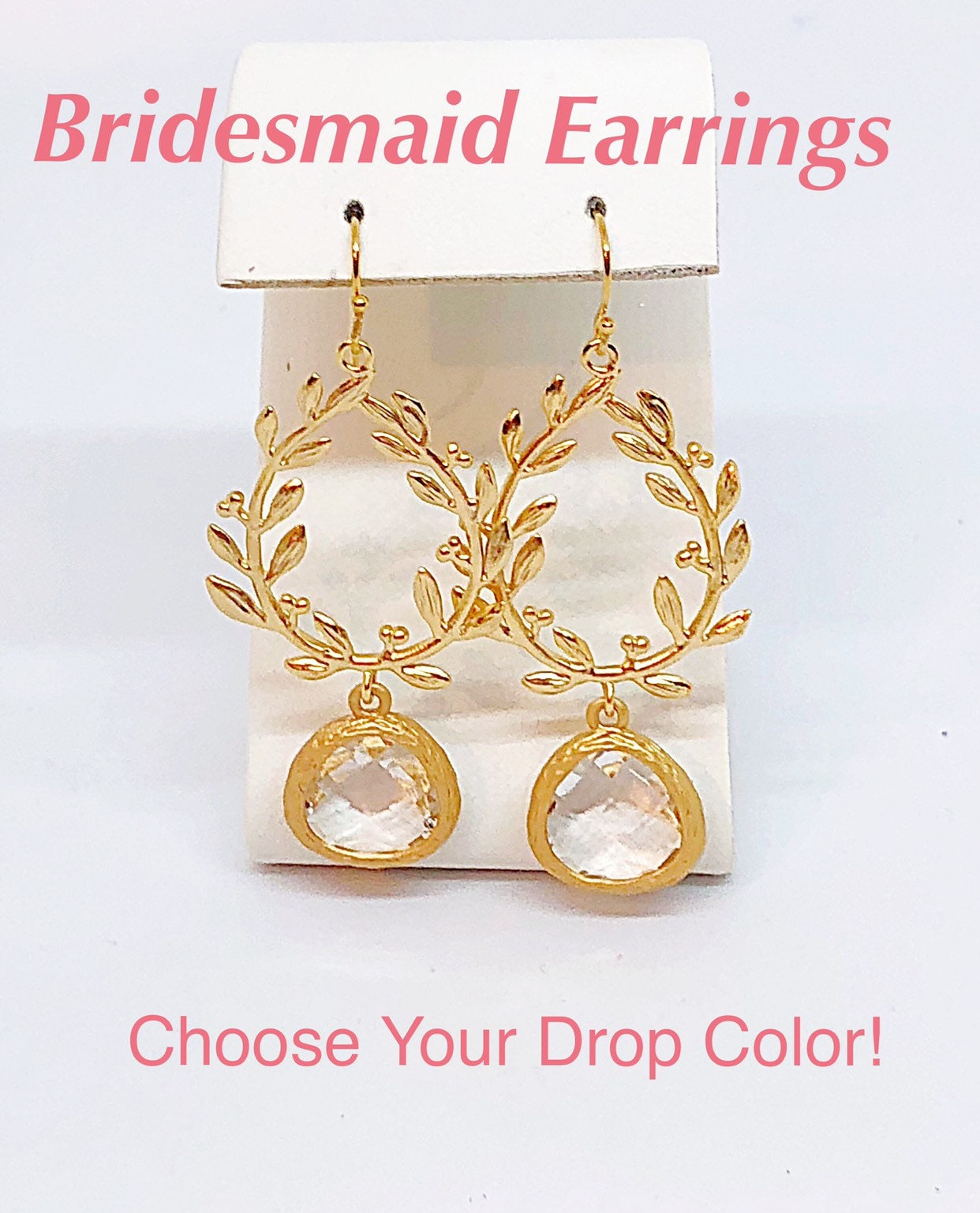 Lorbeerkranz Baumeln Brautjungfer Ohrringe Gold, Silber, Brautparty Zierliche Lange von ShalomJewelry