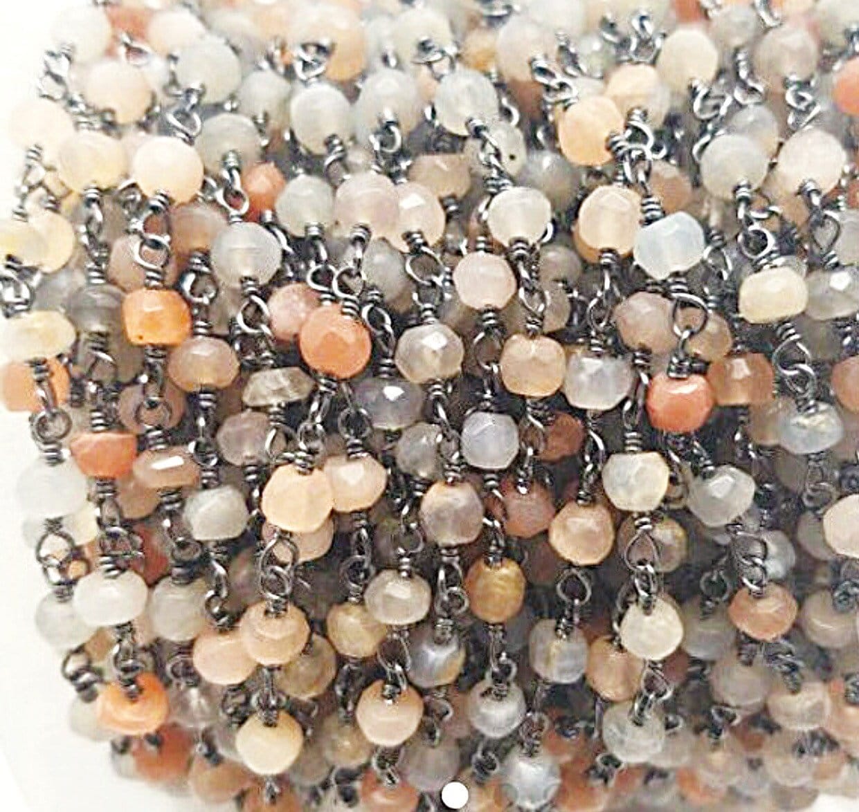 Multi Farbe Mondstein Halskette Kette, Hand Verdrahtet Halskette, Auf Schwarz 4mm Kette Anklet von ShalomJewelry