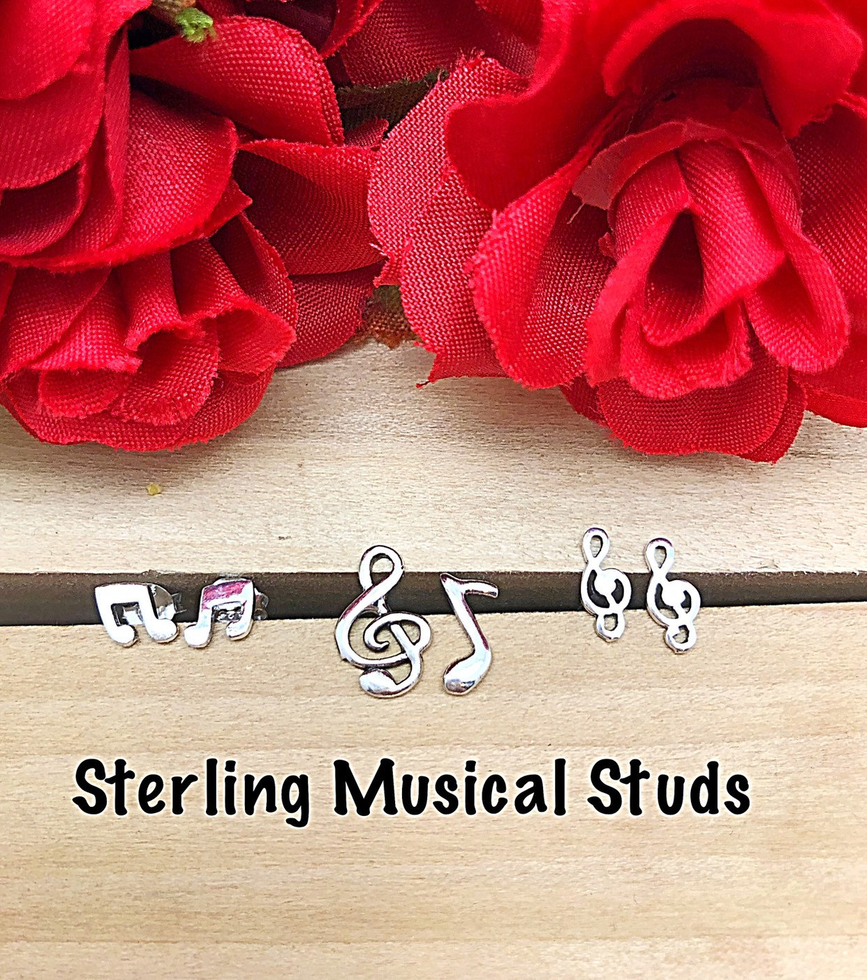 Musiknote Ohrstecker Sterling Oder Edelstahl, Violinschlüssel Edelstahl Ohrstecker, Einzeln Als Set Erhältlich von ShalomJewelry