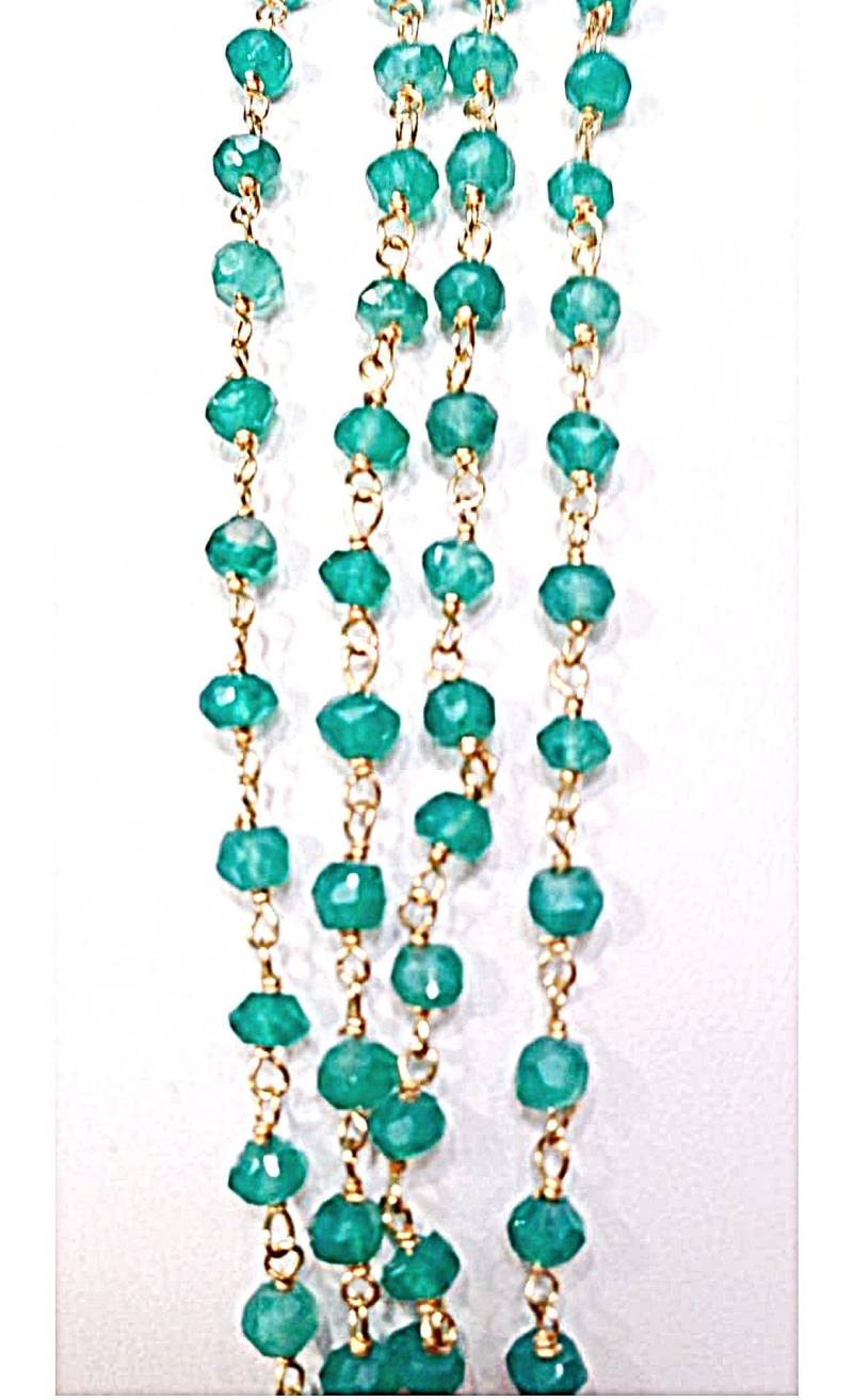 Onyx Smaragd Grün Hand Verdrahtet Rosenkranz Kette, Halskette Layering Grüner Kette von ShalomJewelry