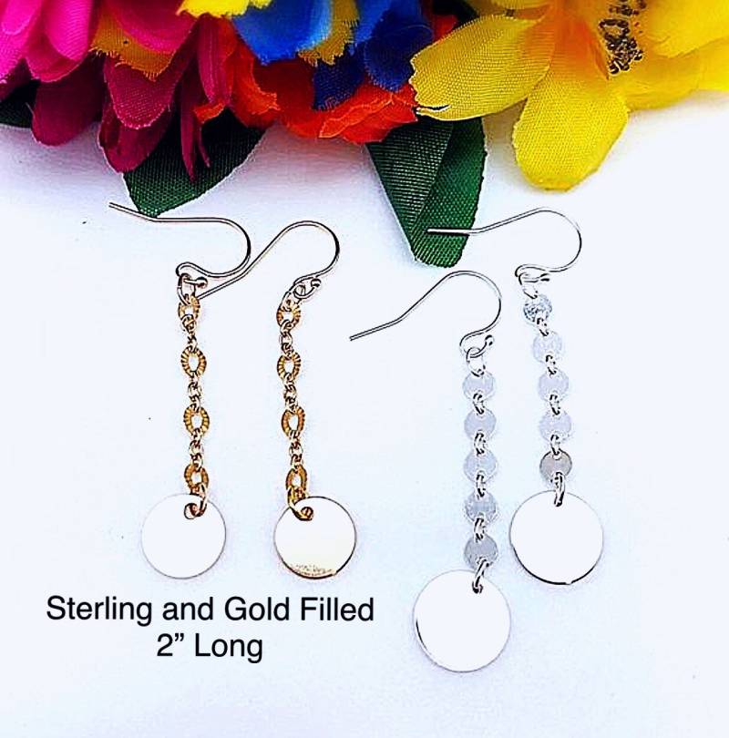 Pailletten Kette Anhänger Sterling/Gold Filled 2 "Ohrringe, Münzkette Ohrringe, Beliebte Ohrringe Gold." von ShalomJewelry