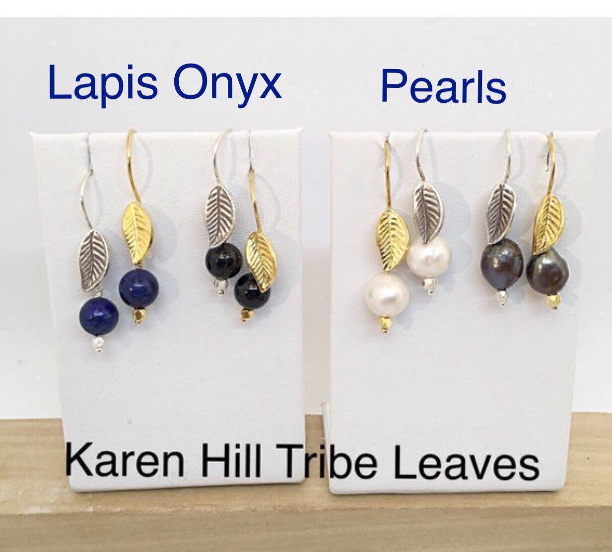 Perle, Lapis Oder Onyx Blatt Baumeln Ohrringe Karen Hill Tribe, Sterling Edelstein Ohrringe, Sundance Stil Ohrring von ShalomJewelry