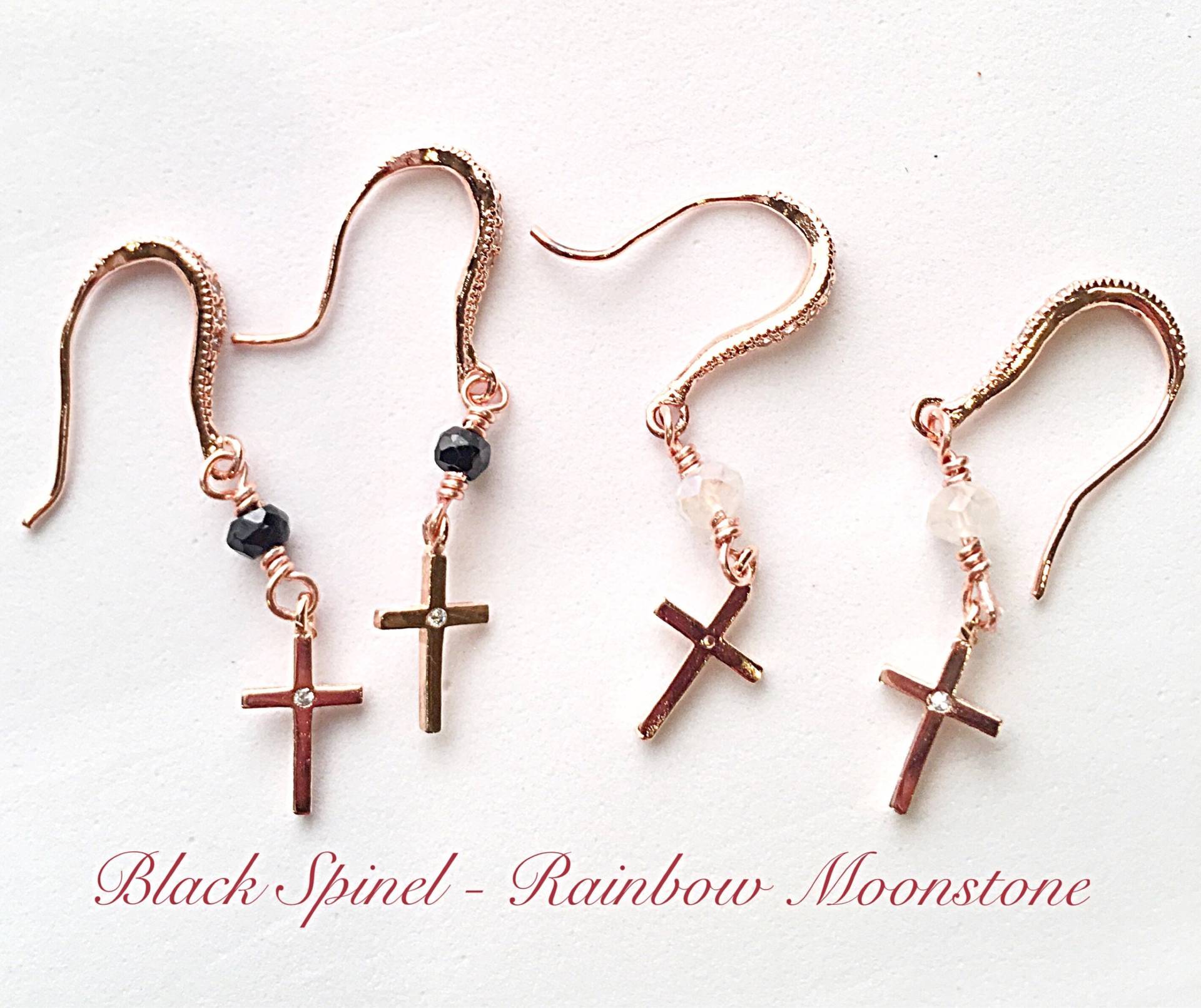 Rose Gold Cz Dot Kreuz Ohrringe, Brautjungfern Rosegold Brautjungfer Ohrringe von ShalomJewelry