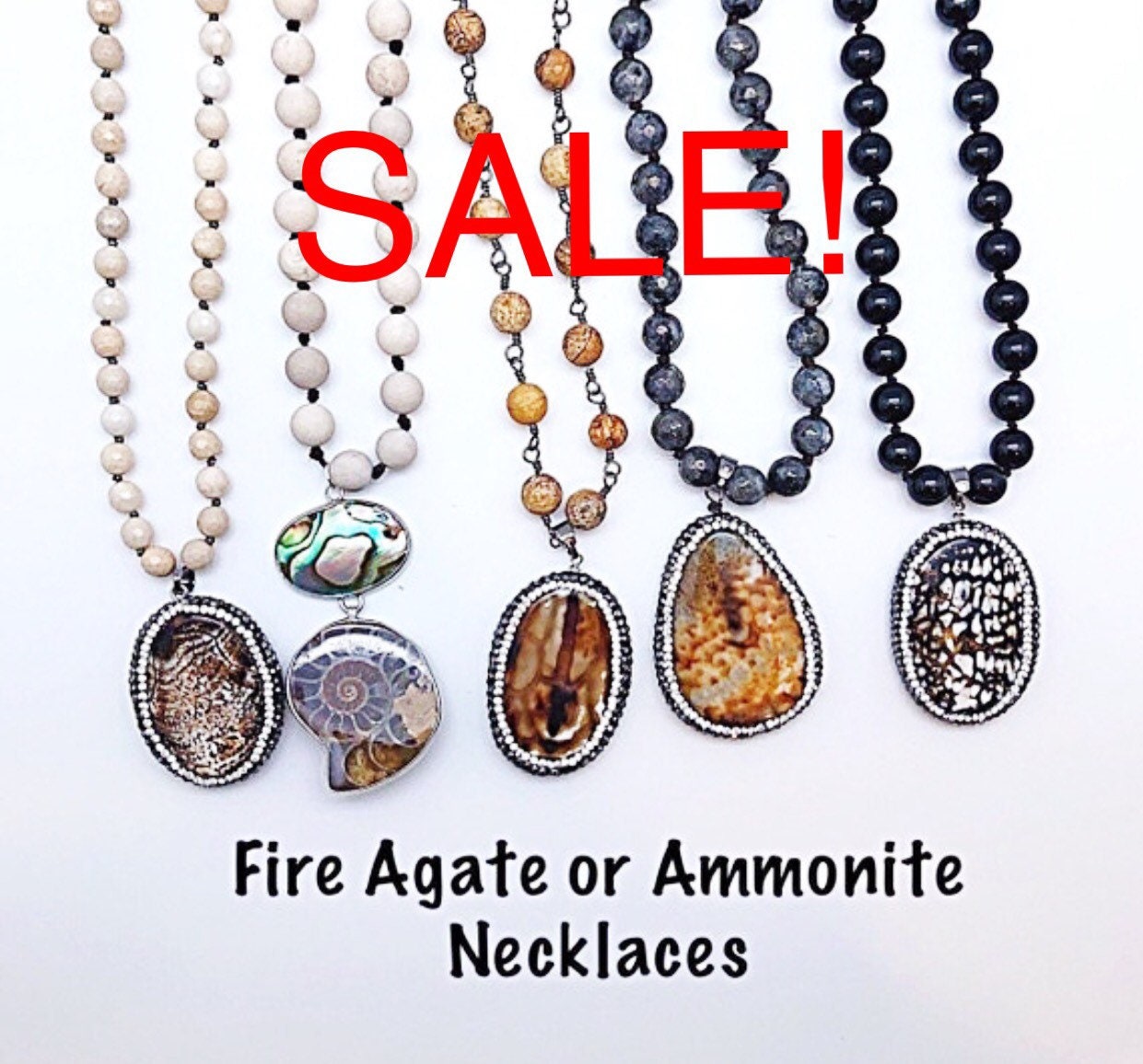 Sale Feuer-Achat Mit Hämatit Kristallen An Edelstein-Halsketten, Kristall Anhänger Langen Schwarz & Braun Halsketten von ShalomJewelry