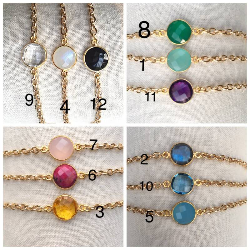 Sale Runde Edelstein-Geburtsstein-Fußkettchen Oder Halskette, Verkauf Einfache Gold-Geburtsstein-Halskette, Sale-Edelstein-Fußkettchen, Auf von ShalomJewelry