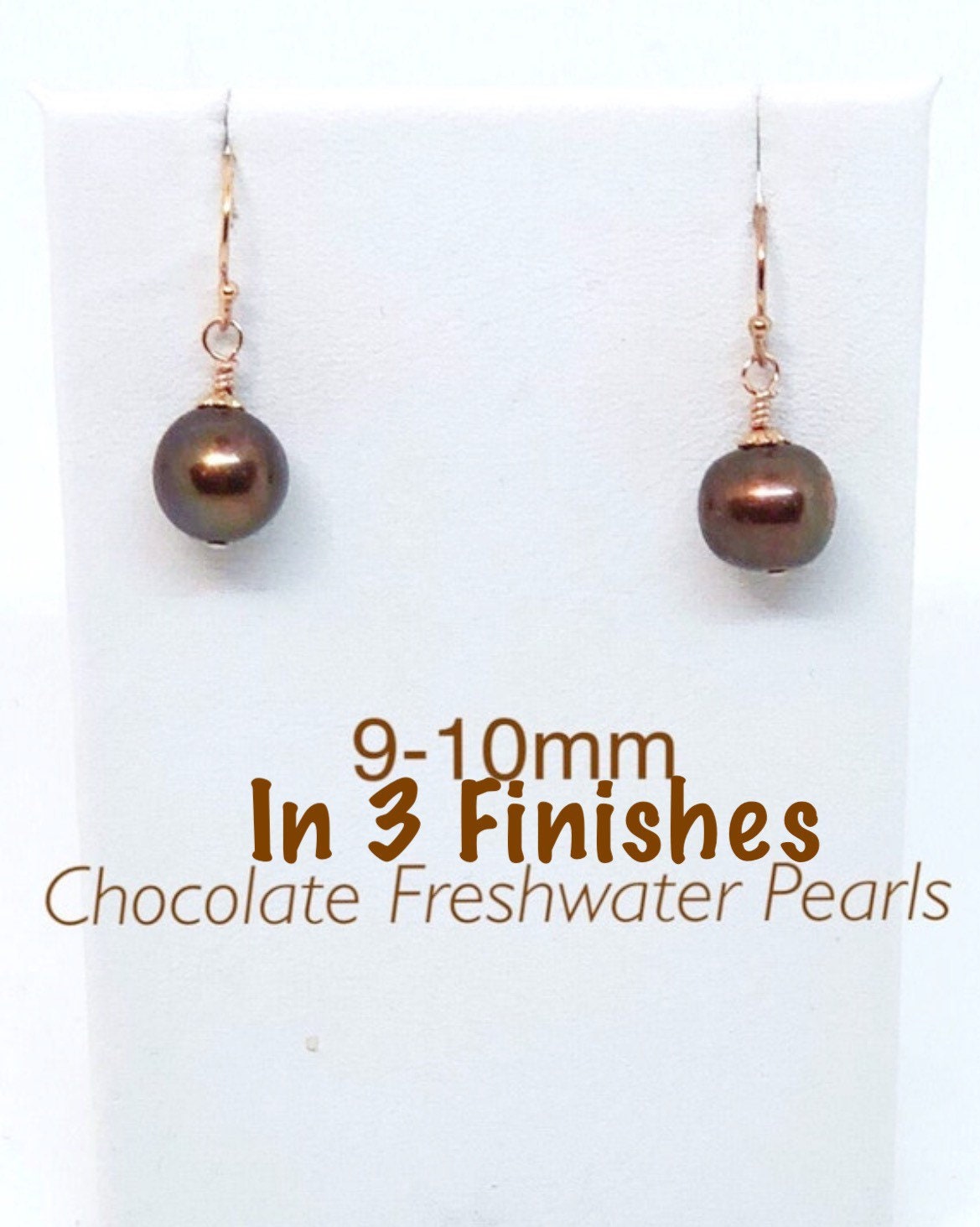 Schokolade Perlen Baumeln Ohrringe in Silber Ton, Roségold Oder Gelbgold, Brautjungfer Süßwasser Perlenohrring, Schokoladenperlen von ShalomJewelry