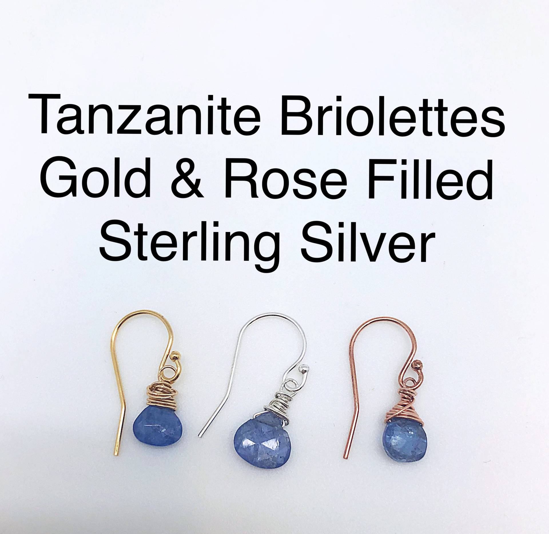 Tansanit Herz Briolette Ohrringe, Kleine Ohrring, Petite Dezember Geburtsstein von ShalomJewelry