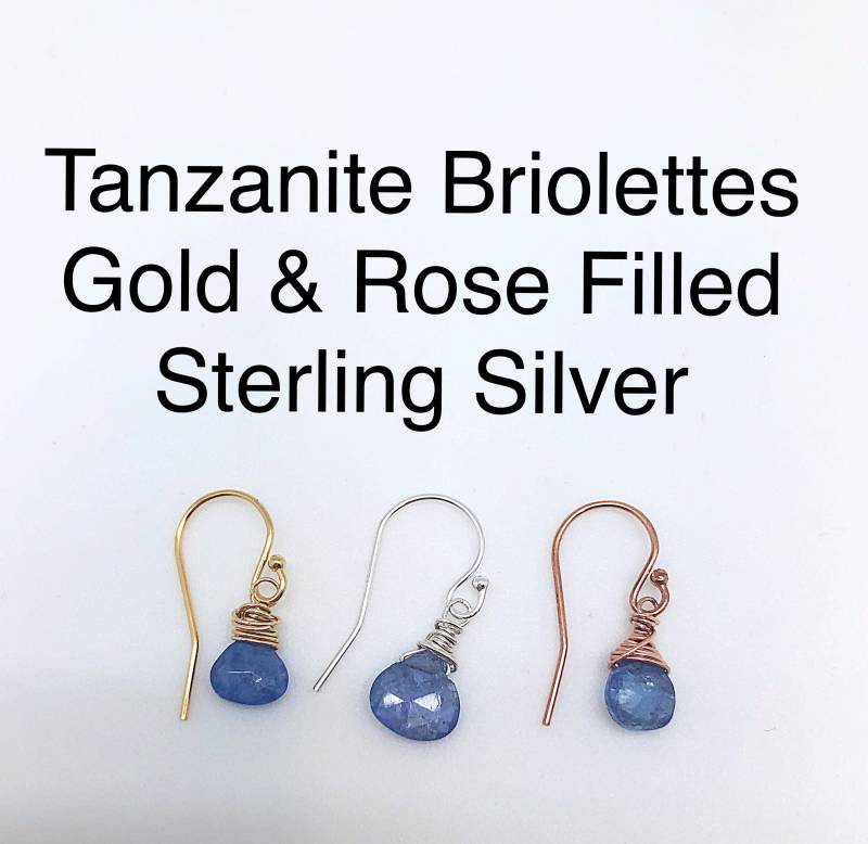 Tansanit Herz Briolette Ohrringe, Kleine Ohrring, Petite Dezember Geburtsstein von ShalomJewelry
