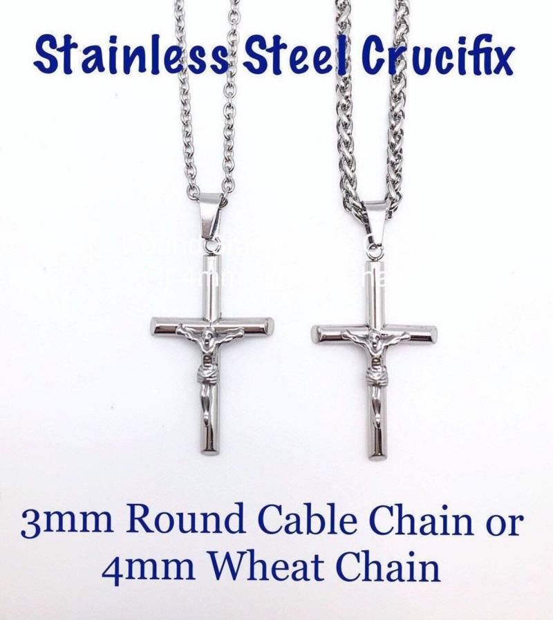 Unisex Edelstahl Kruzifix Halskette, Große Paare Geschenk, Religiöses Großes von ShalomJewelry