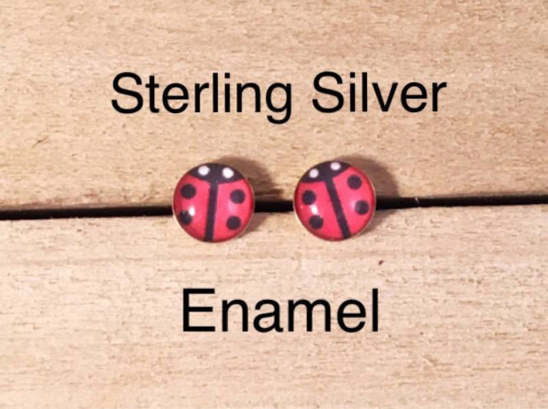 Verkauf Marienkäfer Rot Sterling Ohrstecker Ohrringe, Kind Der Ohrstecker, Glückliche von ShalomJewelry