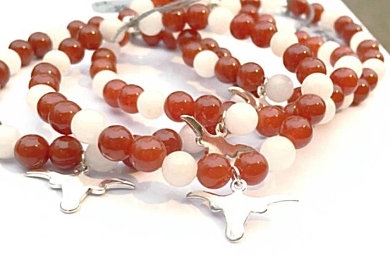 Verkauf Ut Sterling Longhorn Spieltag Armbänder Und Ohrringe, Universität Von Texas Bevo Bettelarmbänder, Ohrringe von ShalomJewelry