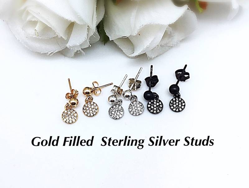 Winzige Pave Disc Cz Ohrstecker Für Kinder, Dot Ohrstecker, Kinder Wunderschöne von ShalomJewelry