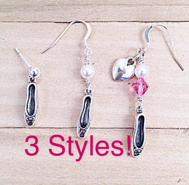 sterling Ballerina Pantoffel Ohrring Oder Baumelt, Ohrringe, Silber Ballett Schuh Des Kindes, Schmuck von ShalomJewelry