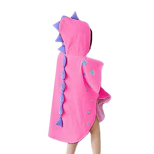 Shalwinn Kinderhandtuch Baumwolle mit Kapuze Cartoon Dinosaurier Bademantel Bad Poncho Handtuch für Jungen Mädchen, 0-4 Jahre, Rosa von Shalwinn