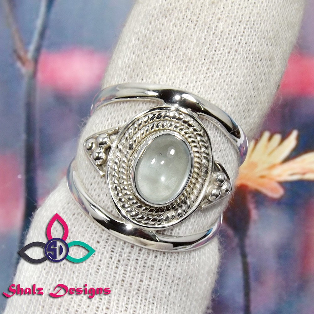 Designer Aquamarin Ring 925 Sterling Silber Solitär Ring | 7 X 9 Mm Designer Aquamarin Ring 925 Sterling Silber Solitär Ring | 7 X 9 Mm von ShalzDesigns